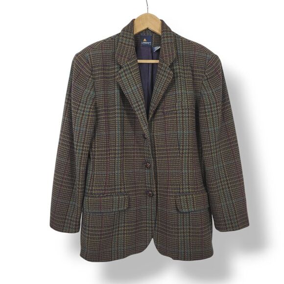 Vintage 80s Liz Claiborne Liz Sport Wool Tweed Academia Blazer Jacket Size 6P - Picture 1 of 12